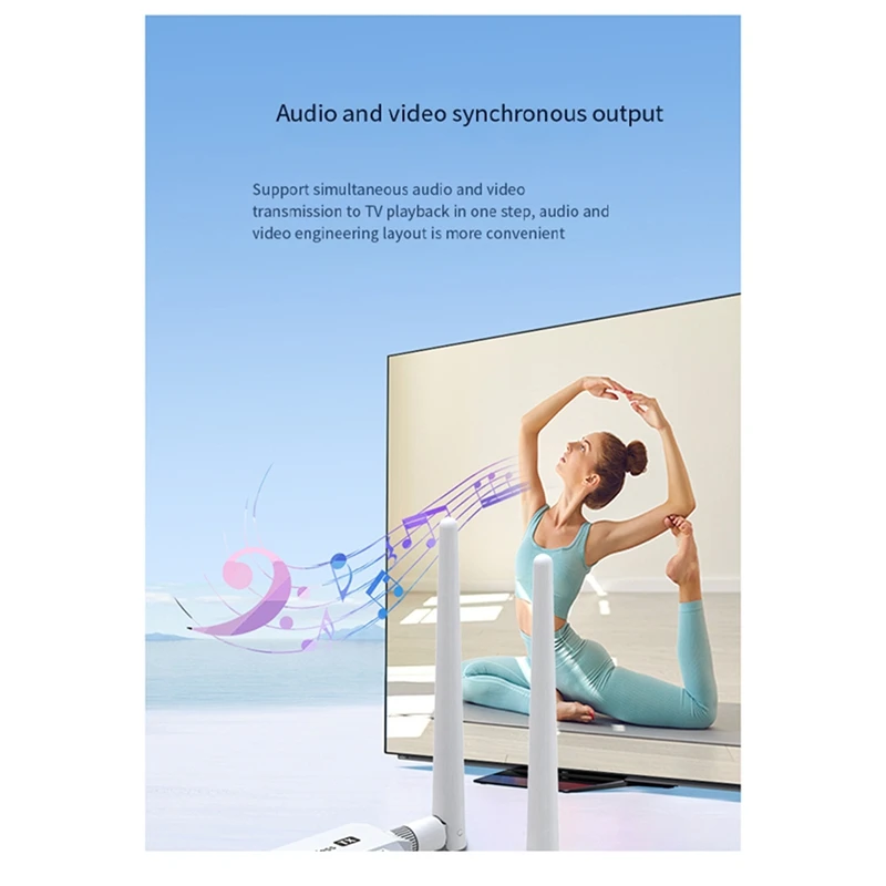 موسع لاسلكي 5.8G 50M 4K - طقم جهاز إرسال واستقبال الصوت والفيديو المتوافق مع محول دونجل للعرض اللاسلكي