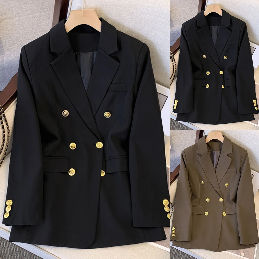 Dameskostuum met lange mouwen, casual effen kleur, knoopzak, reversblazer, polyester voor lente, zomer, herfst, winter