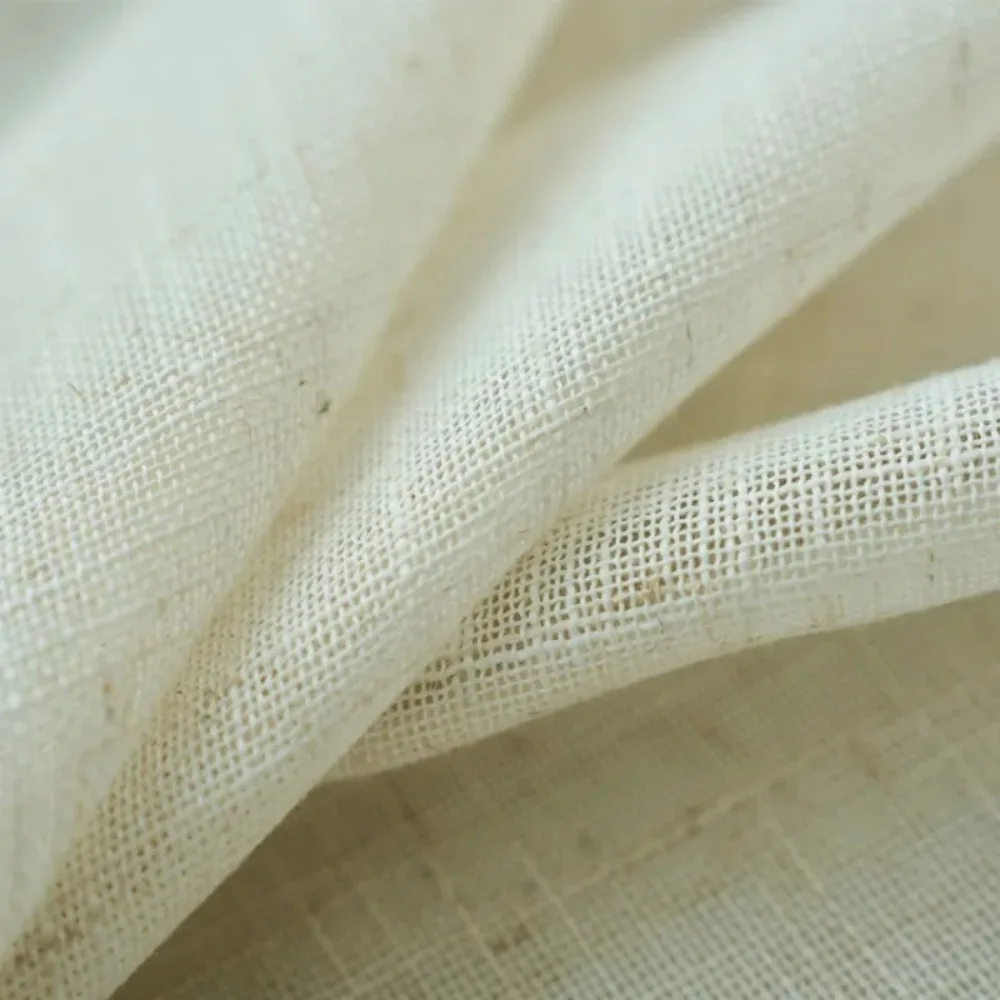 Japanese Linen Curtains for Living Dining Room Bedroom Ramie Original Solid Color Window Screens Semi-transparent Floor Gauze