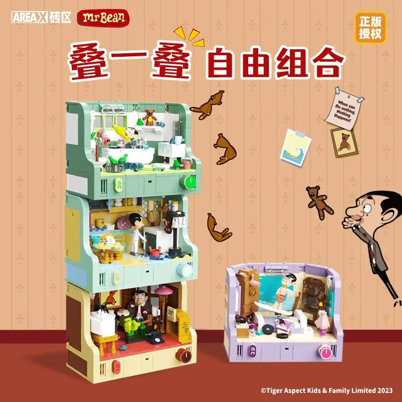 AREAX Anime Mr. Bean Series Room Building Blocks Toys Diy Creative