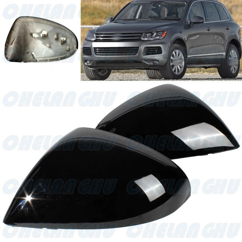 

1 Pair black Painted Rear Mirror Housing Cover Cap for VW Touareg 2011 2012 2013 2014 car accessories 7P6857537 7P6857538