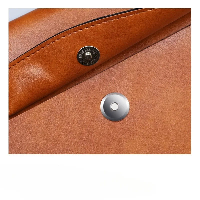 A4 Leather Document Bag Storage Bag  Large Capacity Double-layer File Folder Business Official Briefcase image 4