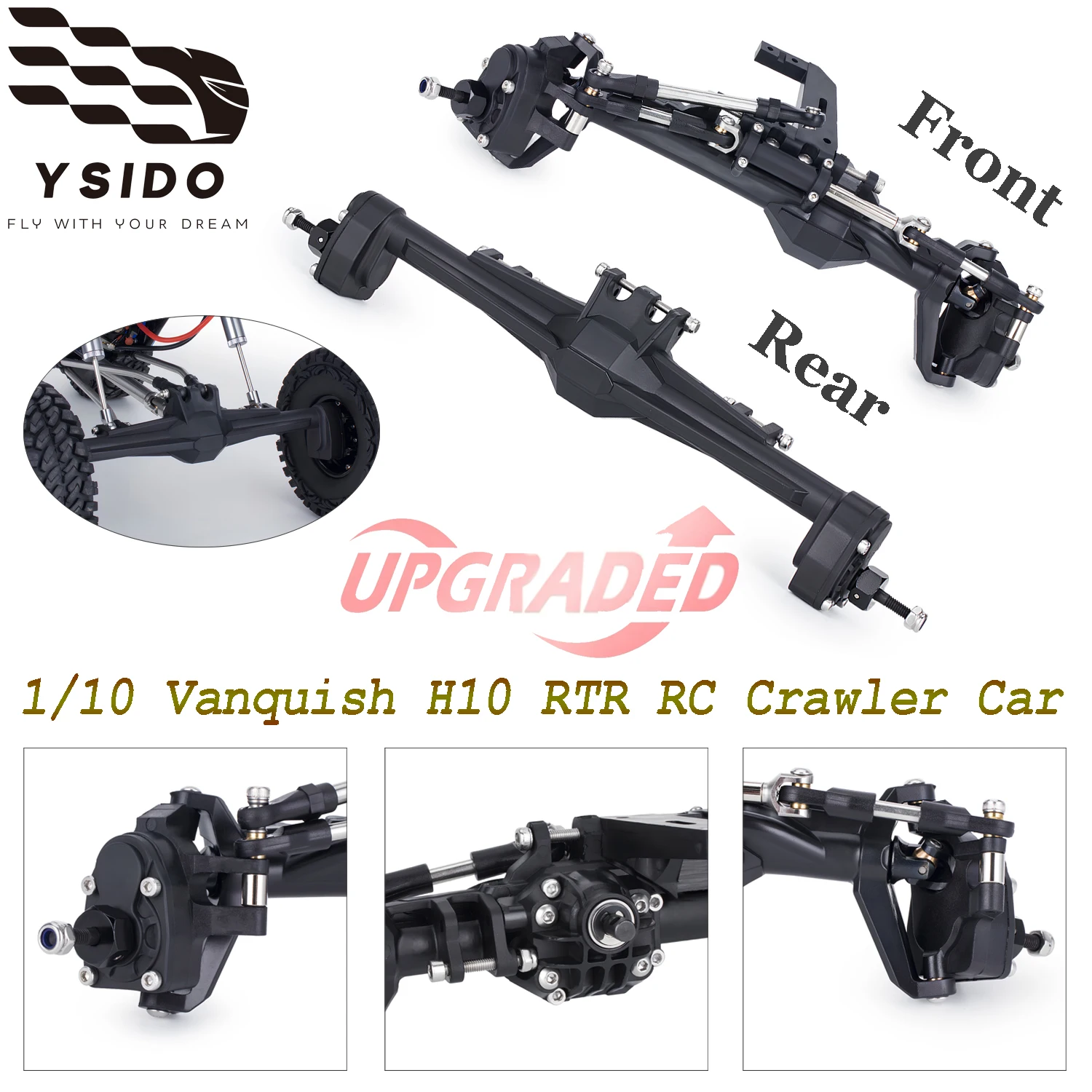 

H10 Gate Bridge 1/10 RC Crawler Car Front Rear Straight Axis Upgrade for Vanquish H10 RTR RC Tracked Vehicle Modification Parts