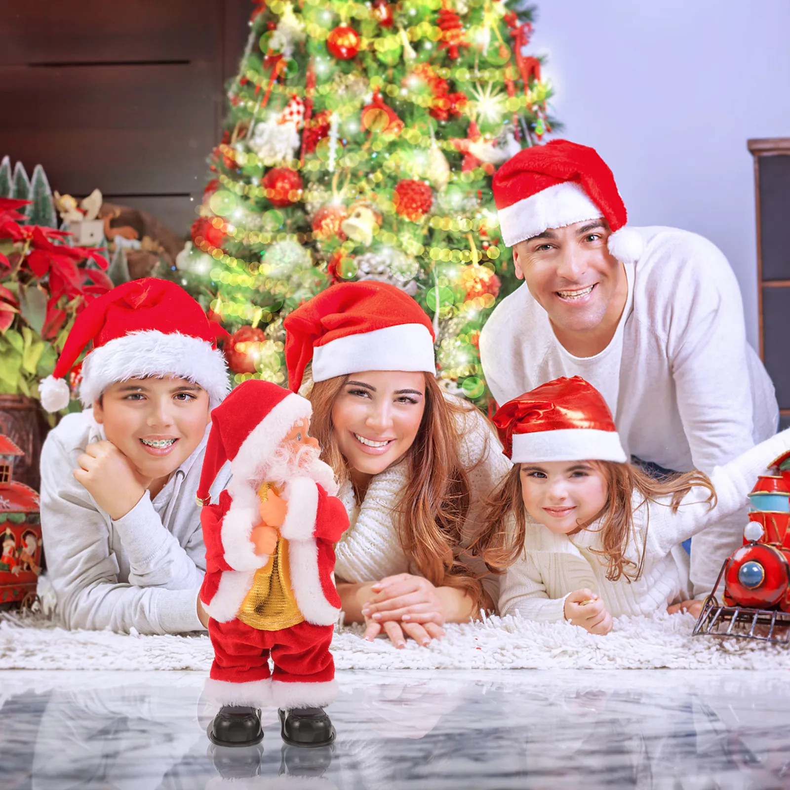 

Electric Santa Claus Handstand Music Christmas Gift for Children 3 Aa Battery Not Included Holiday Decor Scene