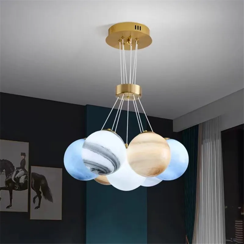 Creative bubbles chandelier minimalist moon planet light for children's room dining room bedroom kids room carton decor lamp