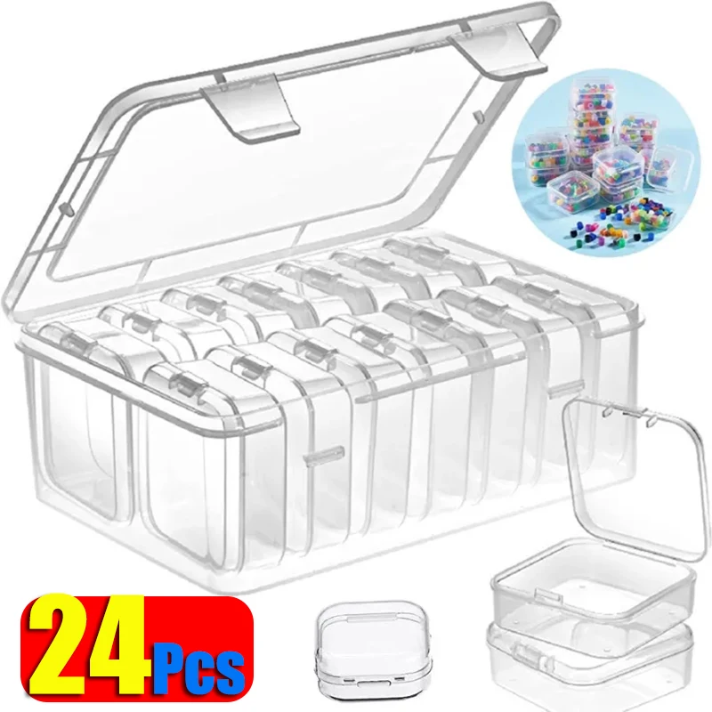

Mini Storage Box Transparent Square Plastic Packaging Container Case Portable Earring Bracelet Jewelry Storage Organizer
