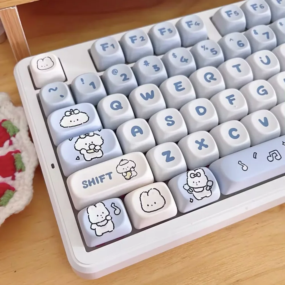 MOA Keycaps PBT Cute Band Puppy Small Full Set for 60/64/84/98/108 Gaming Mechanical Keyboard MX Switch