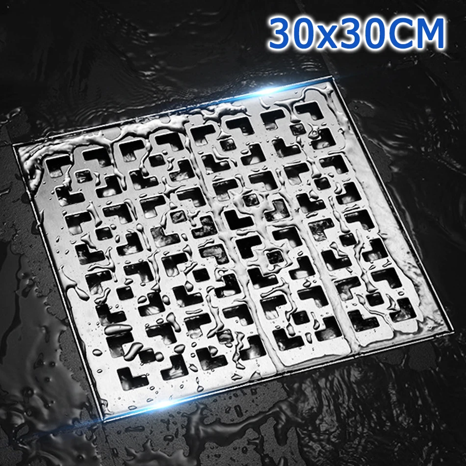 

Floor Drain 304 Stainless Steel 30*30CM Square Anti-odor Bath Shower Drainage Floor Drains for Bar Bathroom Lavatory Outdoor WC