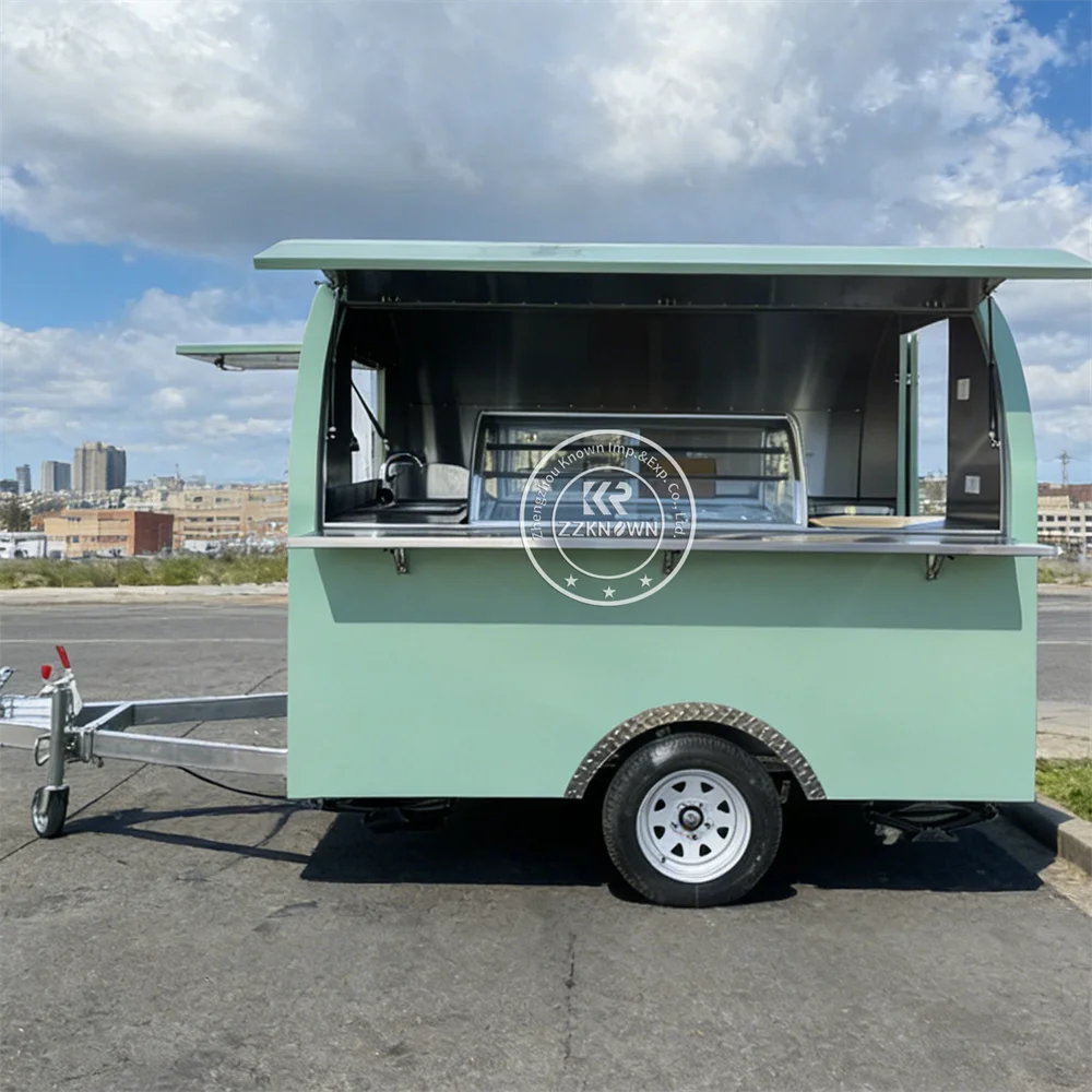 شاحنة طعام متنقلة فاخرة معدات مطبخ المطاعم بالكامل شاحنة مشروبات تقديم الطعام عربة هوت دوج مقطورة طعام للشواء للبيع
