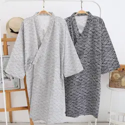 Loose Mid Length Roupão para Homens, Impressão Kimono Robe, Pijamas Camisola, Moda