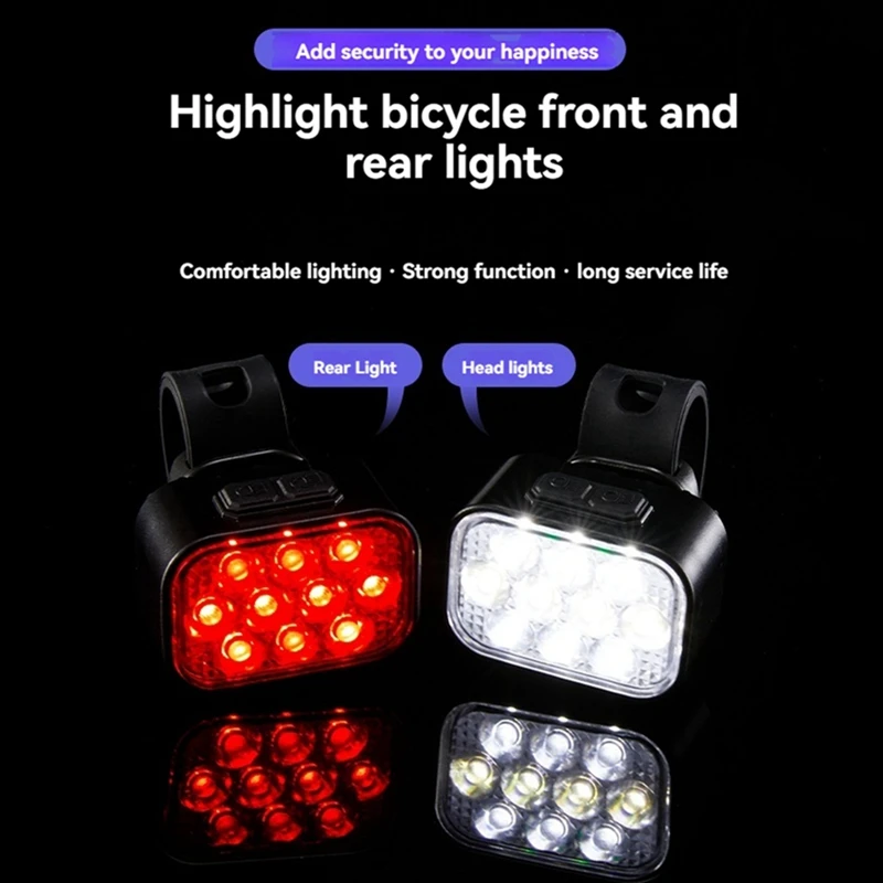 BAADE Set Lampu Sepeda Depan dan Belakang USB Pengisian Helm Gunung Lampu Depan Sepeda Jalanan Lampu Belakang