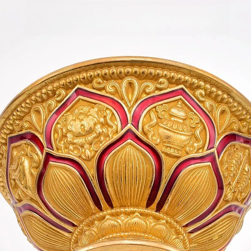 CZ seven water supply cups eight Buddha bowls pure copper household Buddha front ornament lotus holy water cup
