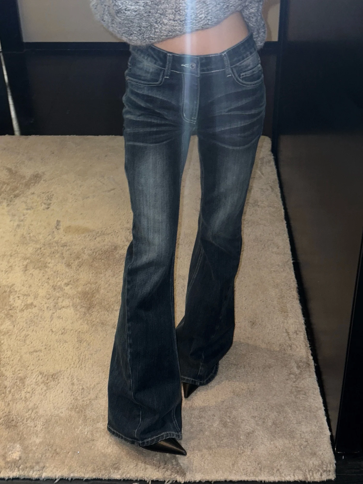 

Женские джинсы Slim Fit с низкой талией из хлопка, весенне-осенние повседневные расклешенные джинсовые брюки Suone Gisele Wear