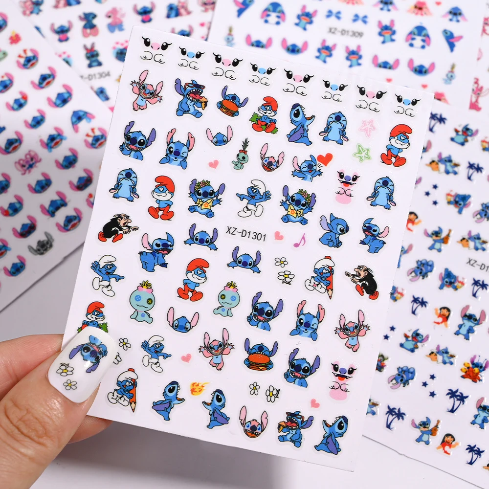 Autocollants 3D Mininstants dessin animé CAN o & Stitch pour ongles, 1 pièce, 10x8cm, design Kawaii, nail art, décoration, décalcomanies, mignon, DIY, souhaits on N64.stickers