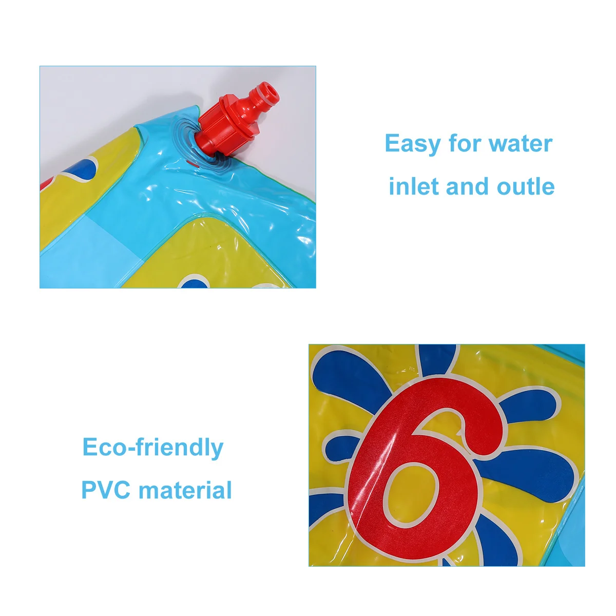 Tapis de jeu gonflable bleu à pulvérisation d'eau, 1 pièce, tapis éducatif pour enfants, piscine extérieure, plage, jeu numéro 1-9, Durable, épais, anti-fuite