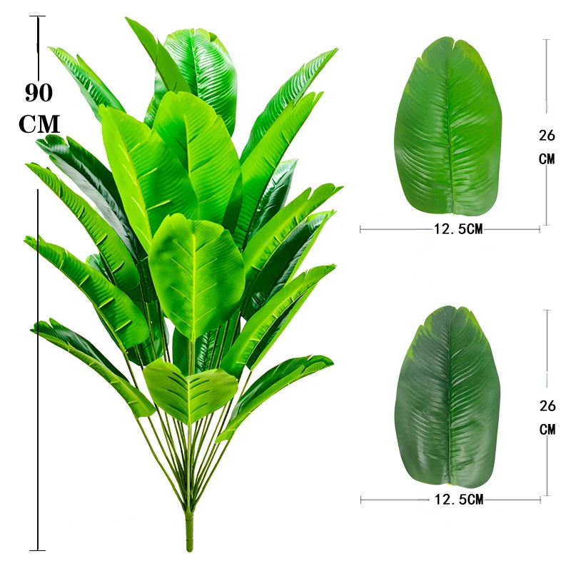 90cm 24 Leaf Artificial Banana Tree Fake Palm Leaves Monstera Leaf Large Tropical Palm Tree Real Touch Green Plant Home Decor