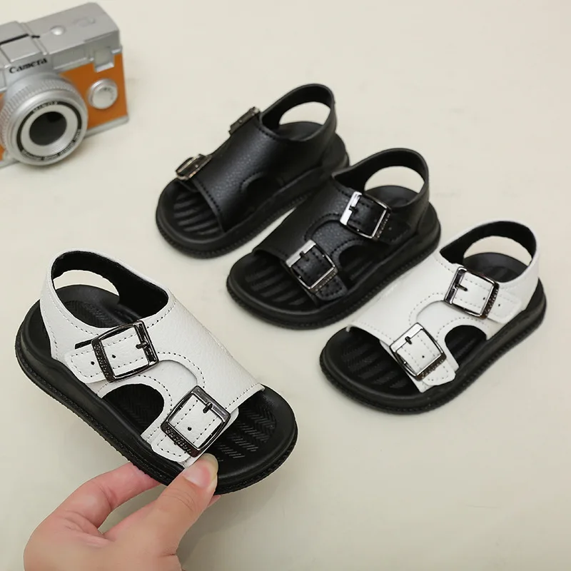 

New Thick-soled Children Sandals Summer Metal Buckle Open-toe Shoes Kids Soft-soled Casual Sandals Boy Girl Feel Beach Shoes