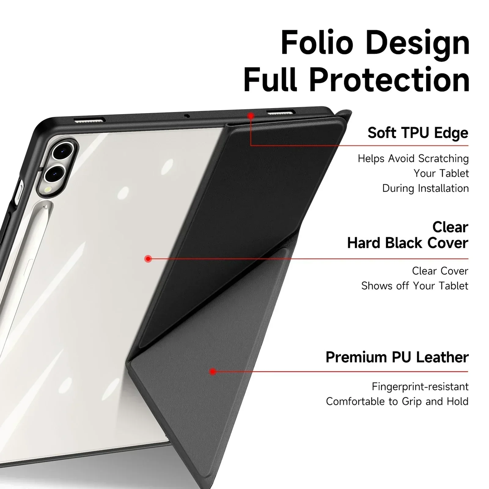 For Samsung Galaxy Tab S6 Lite Case Smart Cover For Galaxy Tab S10 S9 S8 Ultra S10 S9 FE Plus PU Leather Protective Funda Shell