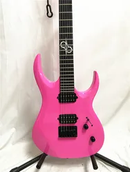 High quality custom edition pink electric guitar with black accessories fixed bridge free shipping