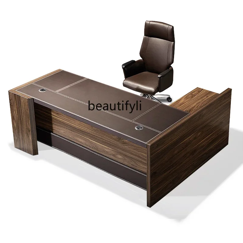 

02 Boss Office Desk and Chair Combination Simple Modern Executive Desk Fashion Executive Manager Computer Desk Boss Table