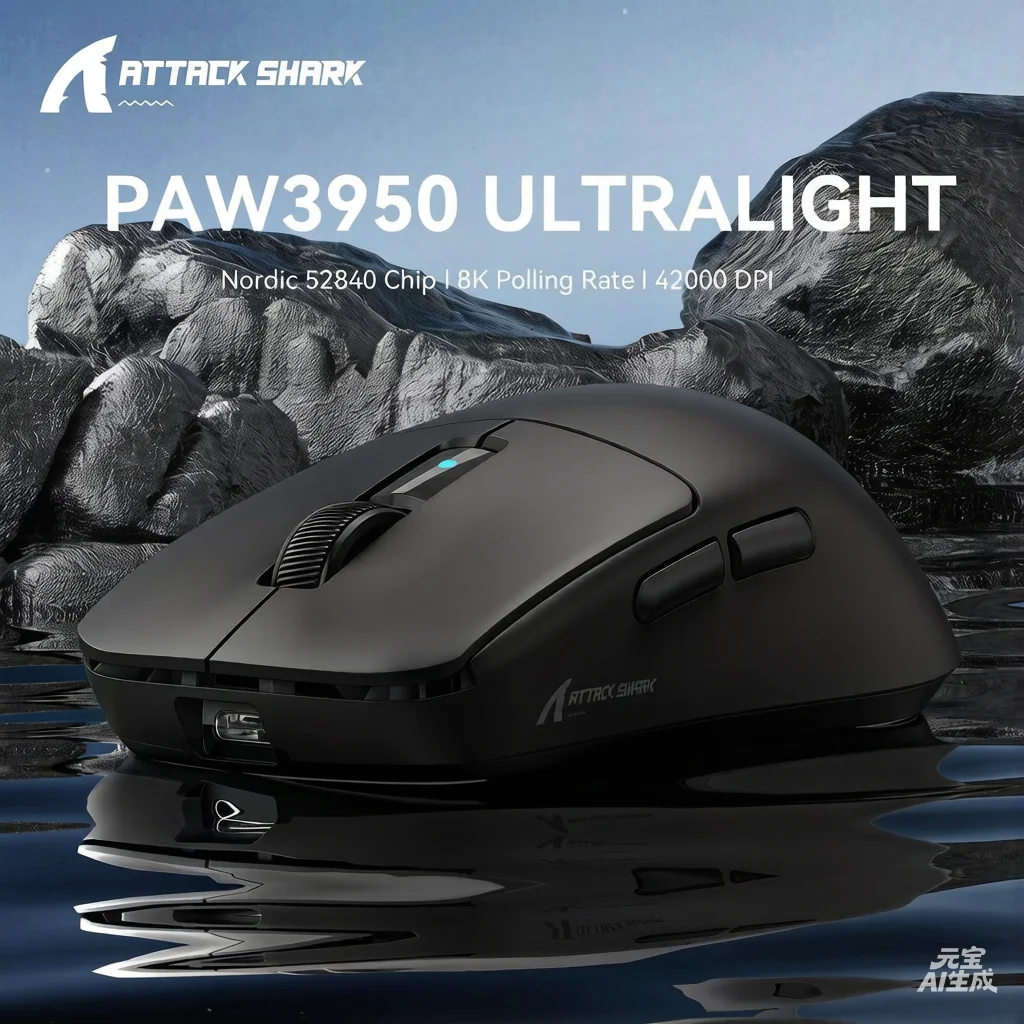Attack Shark R6 Gaming  Wireless Tri-Mode Bluetooth Mouse 38g Ultra-Light, PAW3950 8K Return Rate, Nordic 52840, 24000DPI,