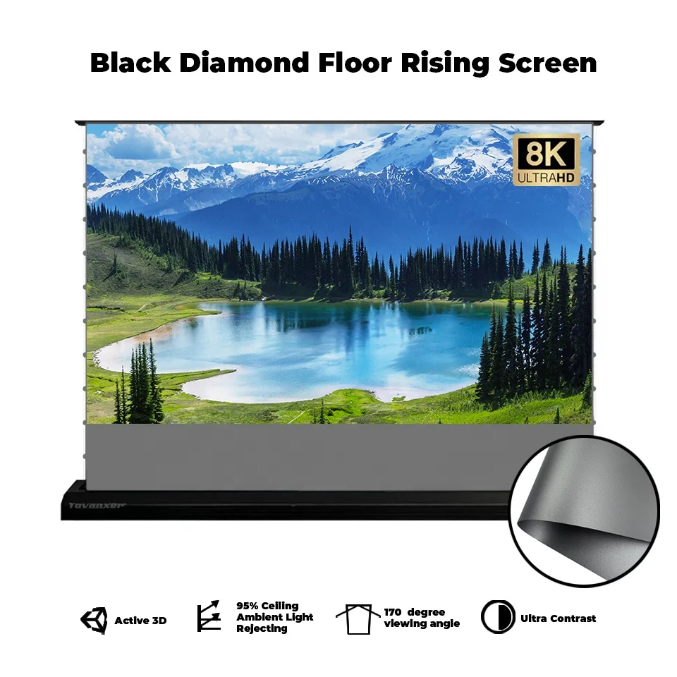 100 Inch 2024 Top ALR Black Diamond Projector Screen 16:9 1CM Ultra Narrow Bezel Fixed Frame Projection Curtain 4K HD