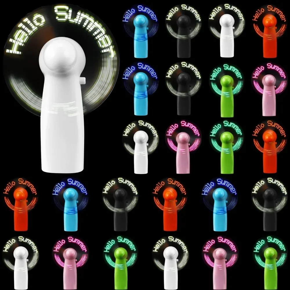 

24 Pcs Portable Handheld Fan Mini Battery Powerful Fan Hello Summer LED Fan Small Personal Party Favor