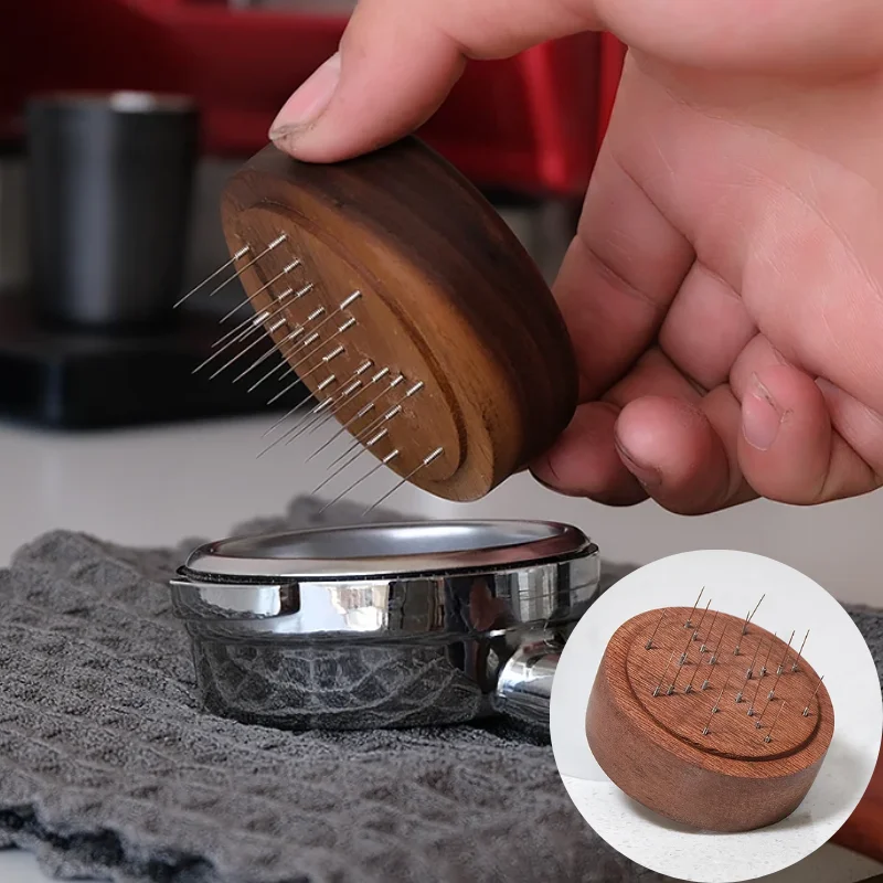 WDT-agitador de café Espresso, herramienta profesional de madera de nogal, aguja Barista, distribución de café en polvo