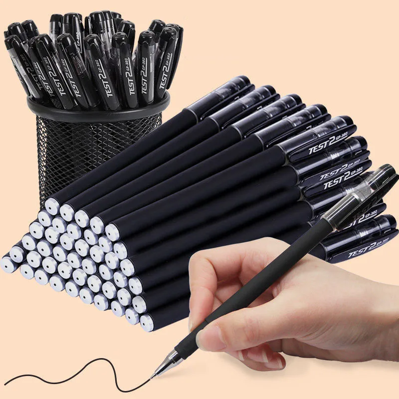 10 Pcs/set Black Neutral Pen Student Exam Office Signature Black Pen Cute Stationary Supplies Gel Pen