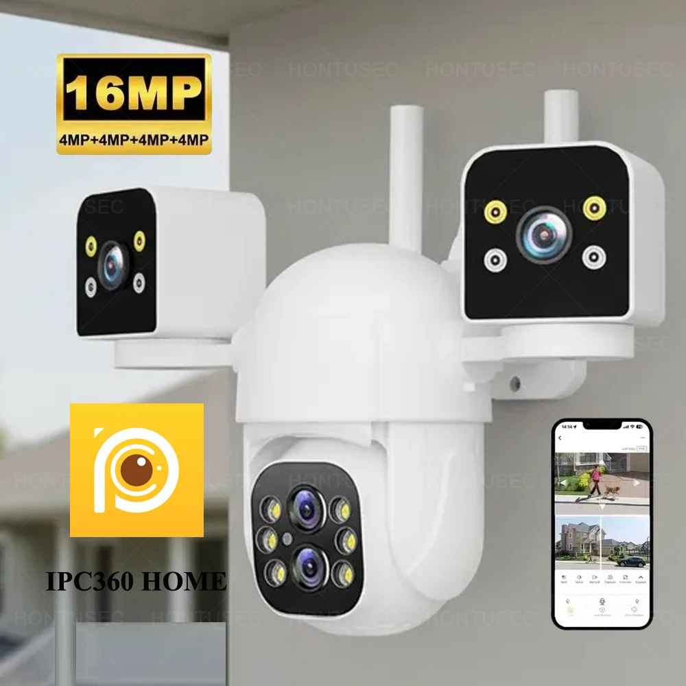 

IPC360 HOME 8K 16MP 10X Zoom 4 Lens 3 Screens Outdoor Color Night Vision Two Way Audio Auto Tracking Wireless Security Camera