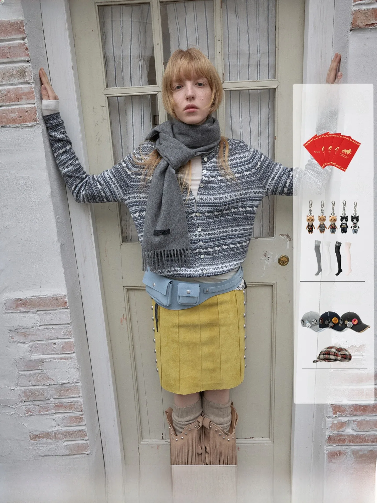 

JINNSTUDIO Casual Knitted Cardigan Women's Dstring Bloom Lightweight Long Sve round Ne Pullover Polyester Blend