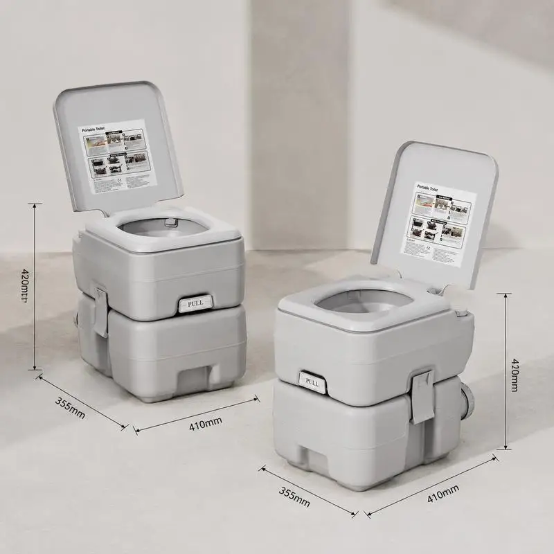 Toilette portable pour le camping, WC à chasse d'eau par bouton-poussoir avec sac de transport, réservoir de déchets de 5,3 gallons et réservoir de chasse d'eau de 3,2 gallons pour les voyages en camping-car