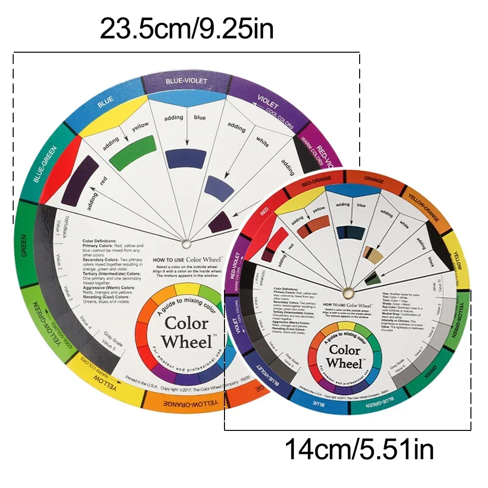 14/23cm Mixing Guide 1pc Color Wheel Tattoo Color Circle Chromatic Eyebrow Tattoos Nail Polish Makeup Art Class Teaching Tool