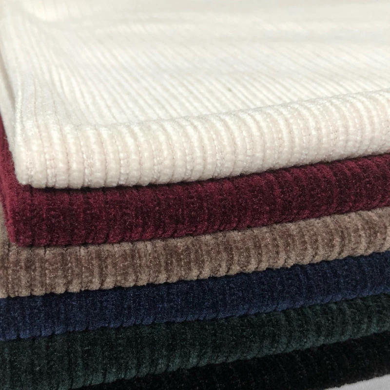 Chenille Fabric Solid Color Thick Stripes  Autumn Winter Wide Leg Pants Jacket Clothing Fabrics Cloth Diy Apparel Sewing Meters