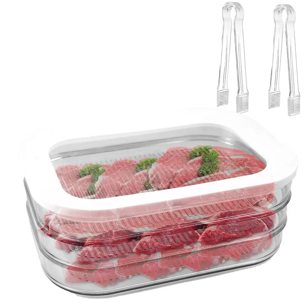 

Deli Meat Container For Fridge With 2Pcs Plastic Tongs, Lunch Meat Container For Refrigerator, Plastic Buffet Serving Tongs,