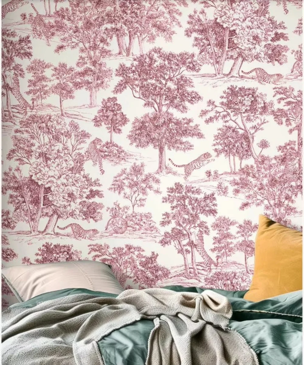 Custom French Forest 3D Tiger Animal Wallpaper Restaurant Background Wall Mural Art Stickers Adhesivo Pared 3D Wallpaper