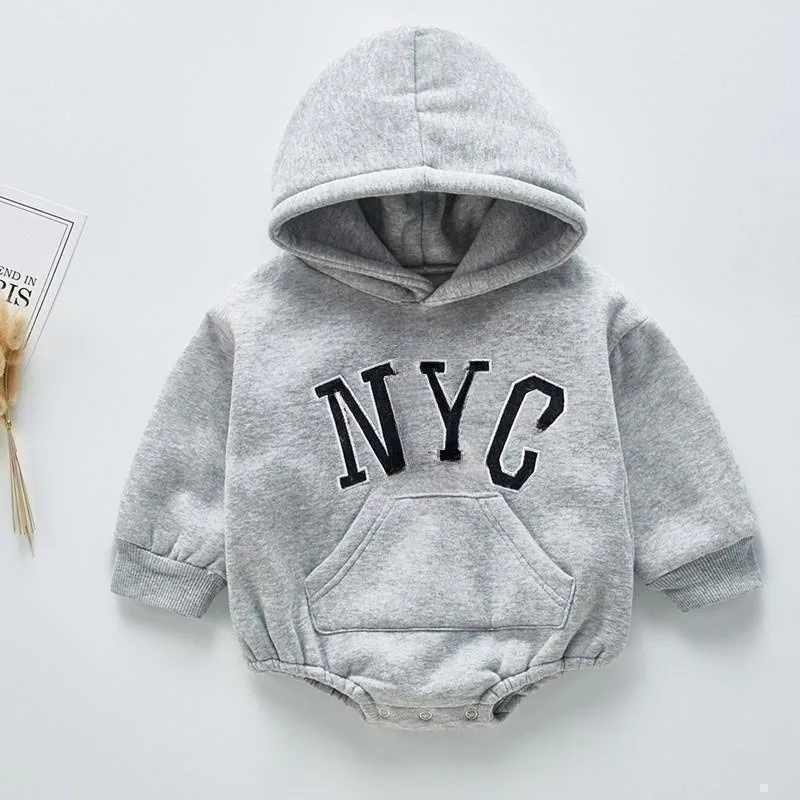 ZOETOPKID Autumn Winter Newborn Baby Girls Romper Kids Boy Romper Long Sleeve Hooded Lovely Warm Jumpsuits Infant Outfit