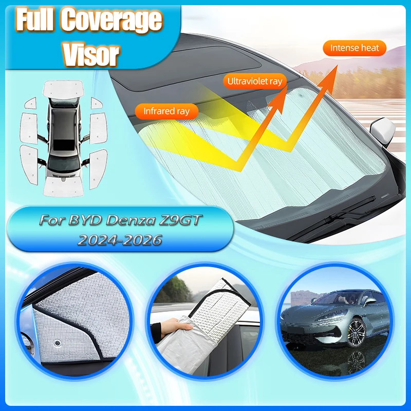 Car Full Sunshades For BYD Denza Z9GT Accessories 2024 2025 2026  Mesh Sunshades Sunscreen Window Windshield Sun Shade Visors