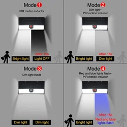 HOMEFISH 190-LED Solar Motion Sensor Wall Light Outdoor IP65 Waterproof 4-Mode Solar Garden Decoration Lamp for Yard Door Patio