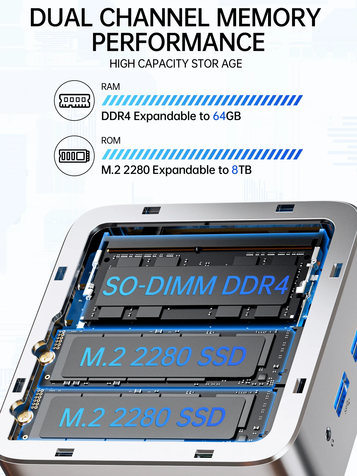GMKtec Mini Pc NucBox G10 NucBox AMD Ryzen ™ 5 3500U 2 * DDR4 SO-DIMM 16GB RAM 512GB ROM Wifi 5 BT 5.0 #4