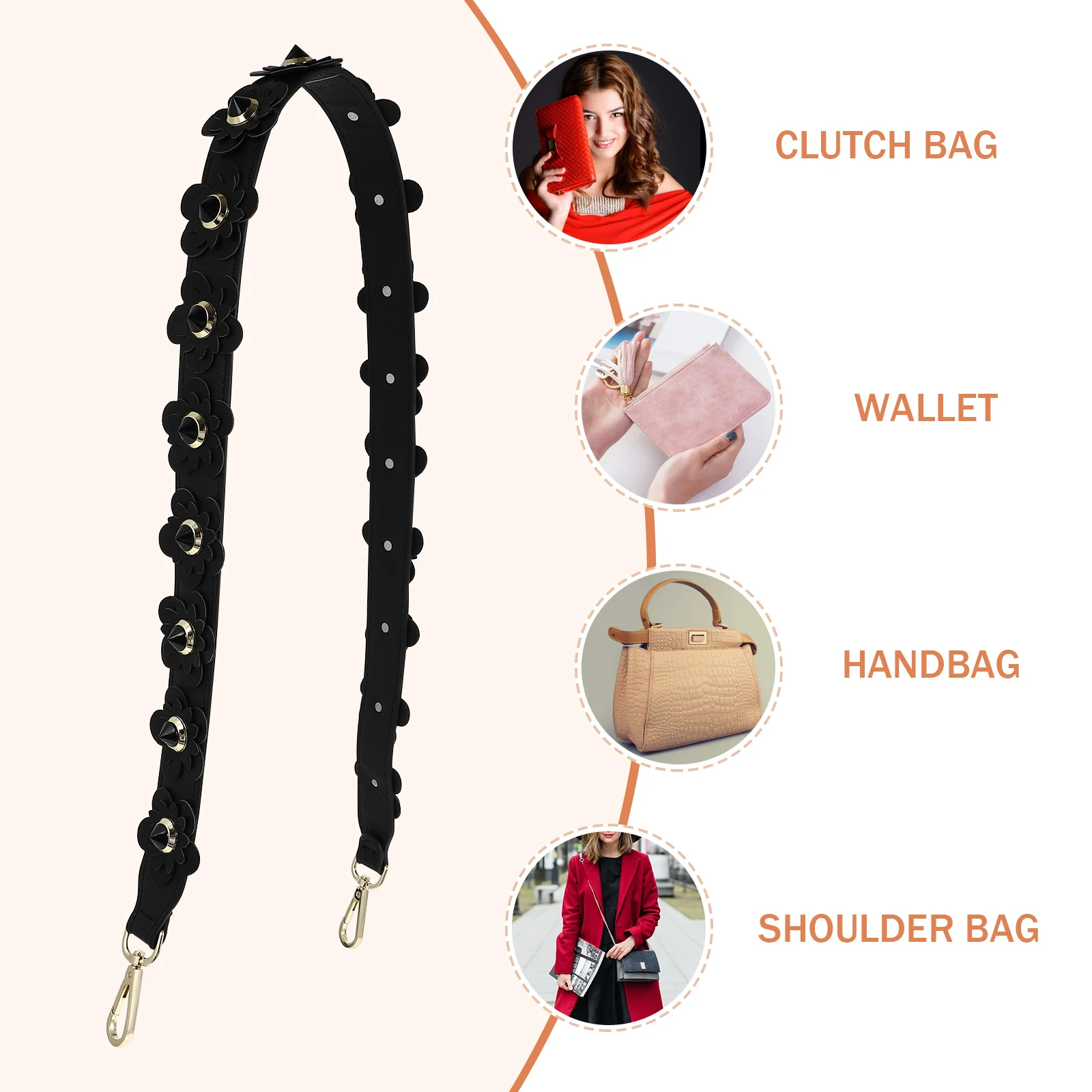 

Crossbody Strap Belt Women Bag Replacement Decorative PU Adornment Purses Chain Purse Accessory Travel Packing Bag Belt