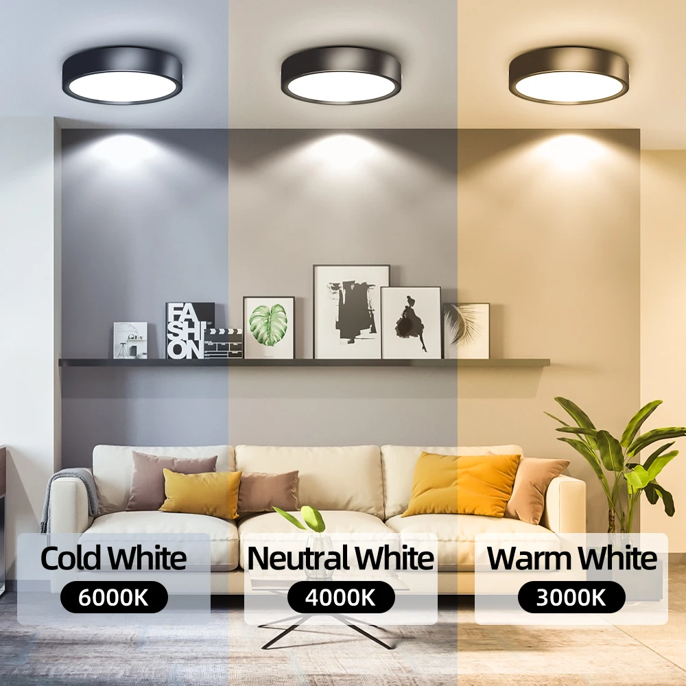 LED Downlight 220V Spot Three Colors Dimming Modern Home Decoration Surface mounted LED Ceiling Spotlights Cold Warm White Light