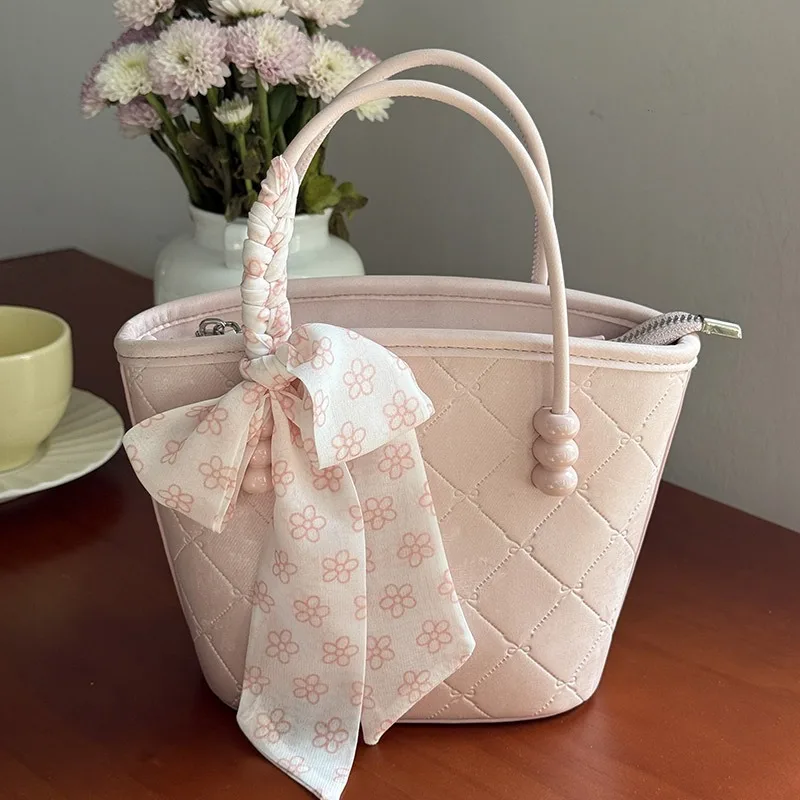 

Ladies' Bag 2025 New Style Popular This Year Large Capacity Pink Handbag High-end Texture Niche Tote Bag