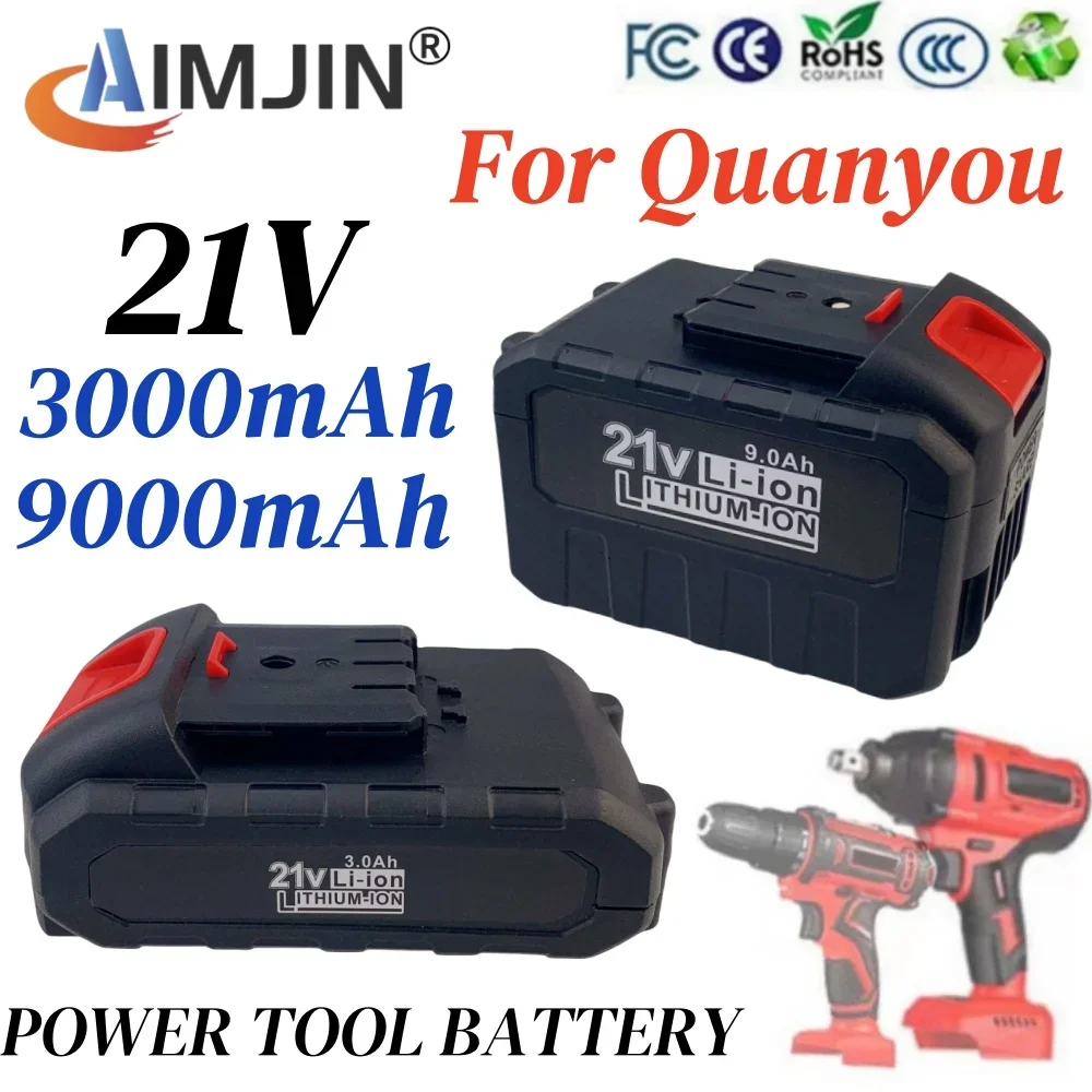 

New For Quanyou 21V 3000/9000mAh Lithium-ion Electric Tool Battery Suitable for Cutting machines, Drills, Saws, and other tools