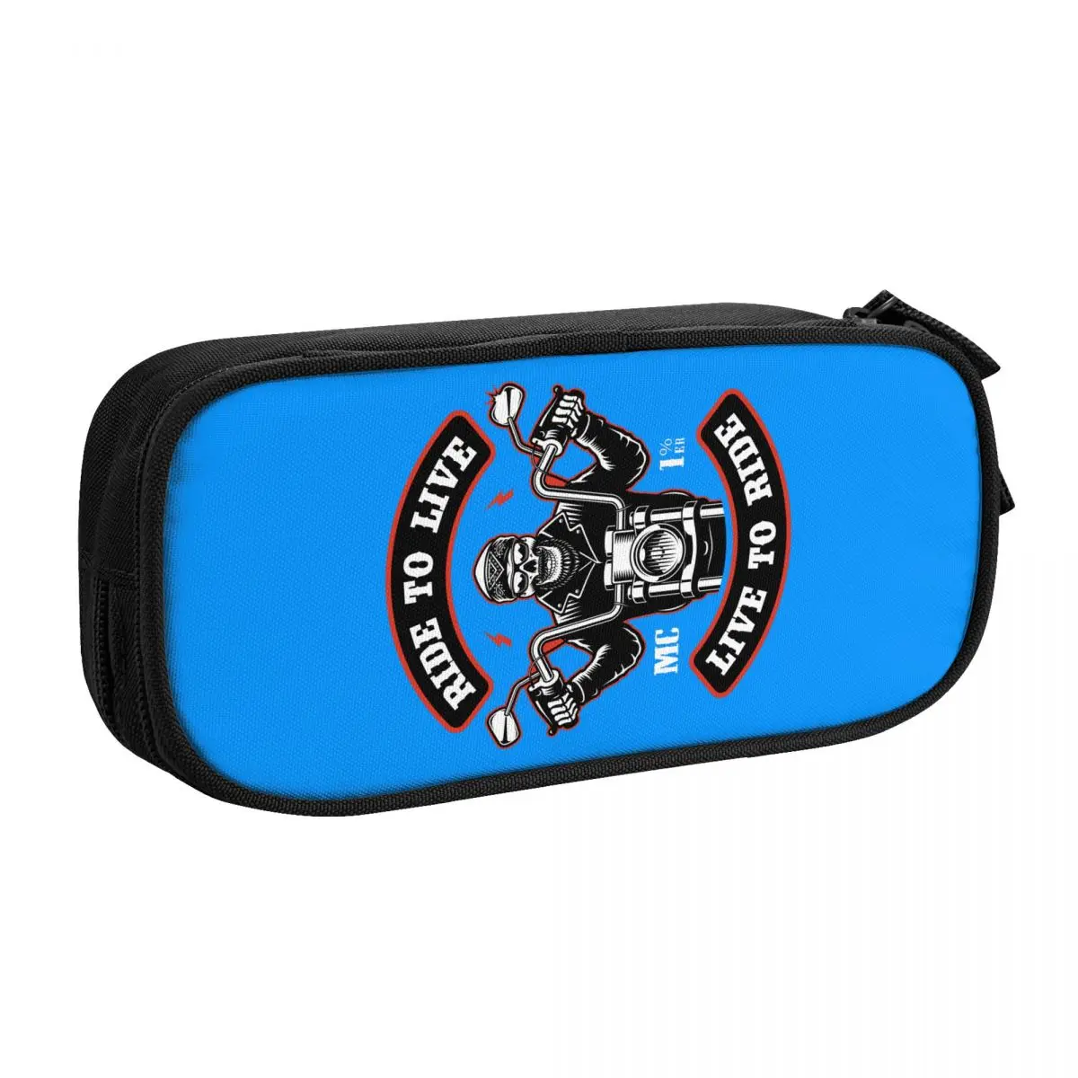 Custom Cute Rockabilly Ride To Live Pencil Case for Boys Gilrs Big Capacity Rock Biker Skull Pencil Bag Stationery