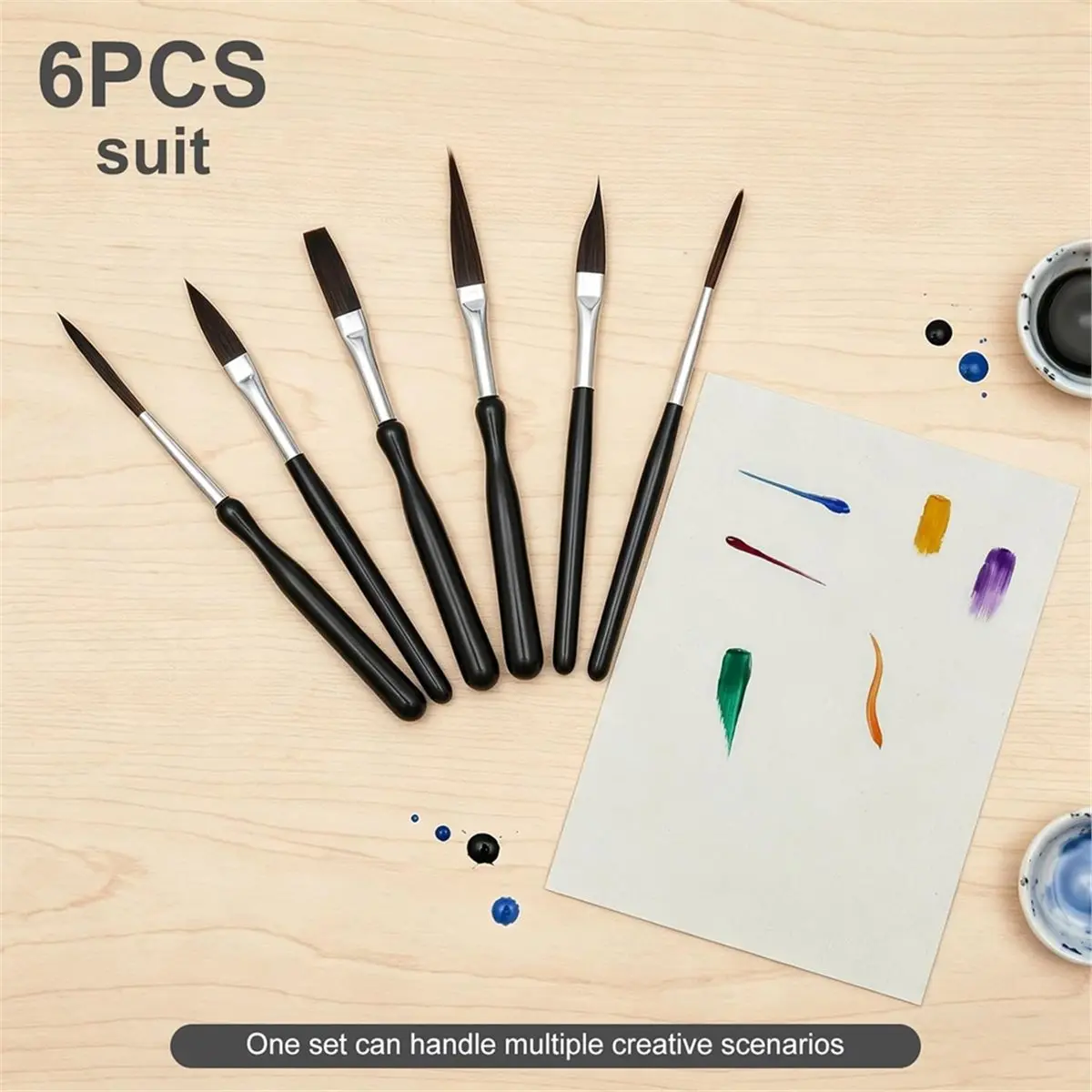 Nices 6 PCS Pinstriping Brush Kit, Fine Line Striping Paint Brushes,Paint Brushes Set for Acrylic, Watercolors