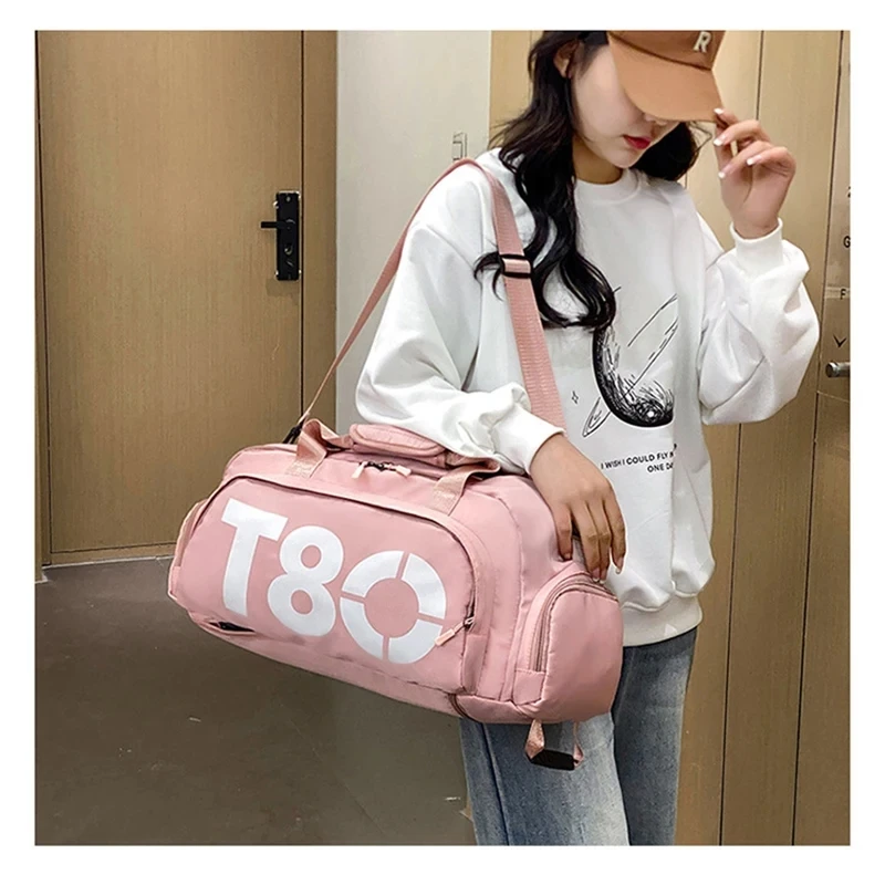 Borsa da donna T80 Zaino sportivo da palestra per uomo Borsa a mano Fitness Travel Tote Shoe Spalla Borsone a tracolla Borsa Boston portatile