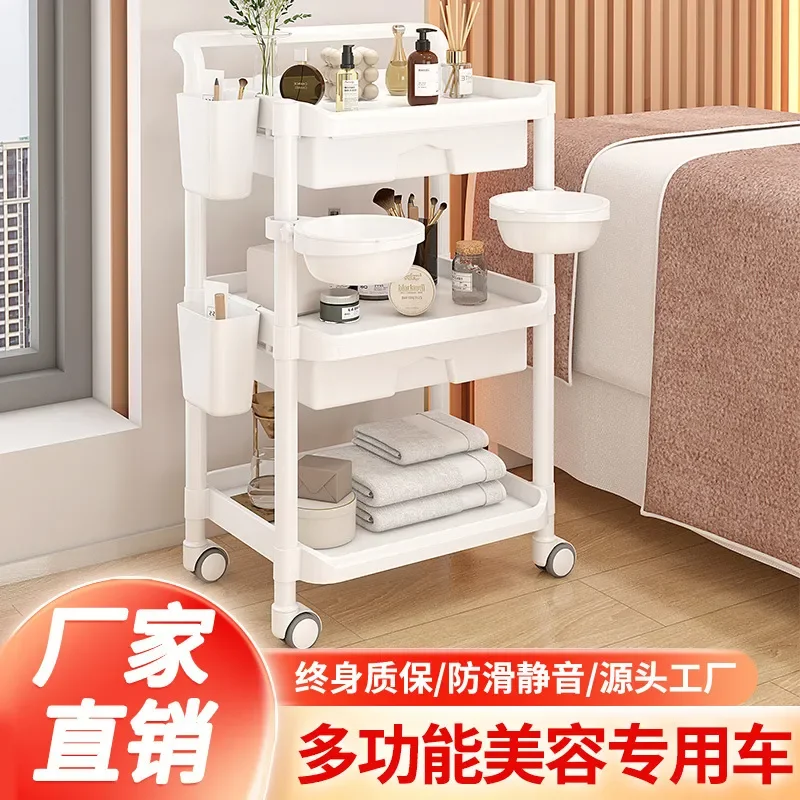 Cart Beauty Salon Special Skin Management Mobile Push Shelf Plastic Care Instrument Push Tool Cart