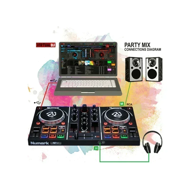اصنع لوحدة تحكم Partymix Novice DJ Serato Vdj ومسجل القرص الكل في واحد