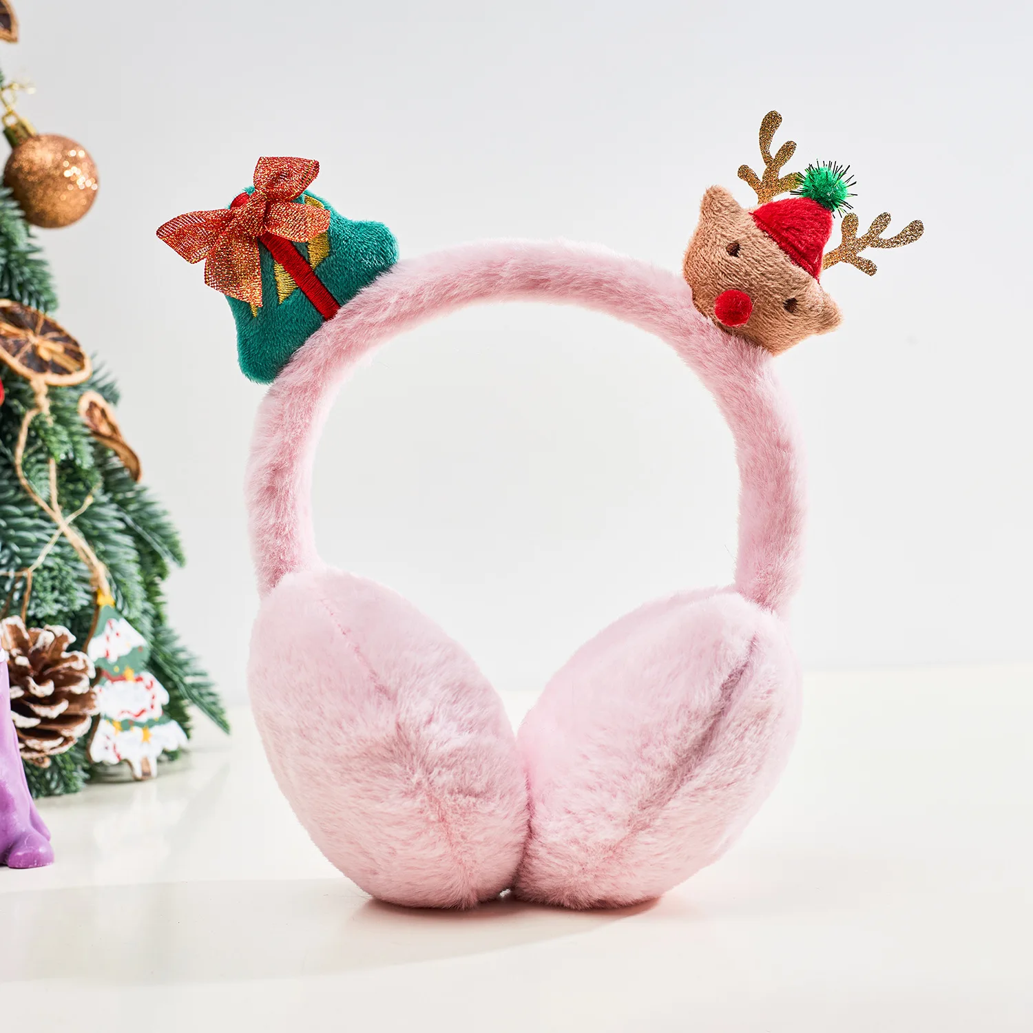 New Cute Christmas Plush Ear Cushions for Winter Warmth, Paired with Windproof and Antifreeze Ear Tips for Daily Travel